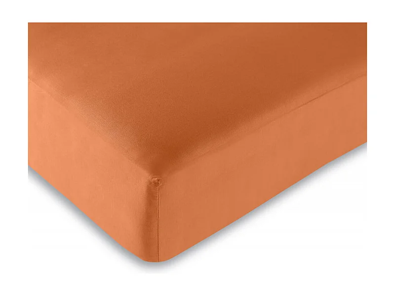 Drap housse Orange 160 x 200 cm / 100% coton / 57 fils/cm²