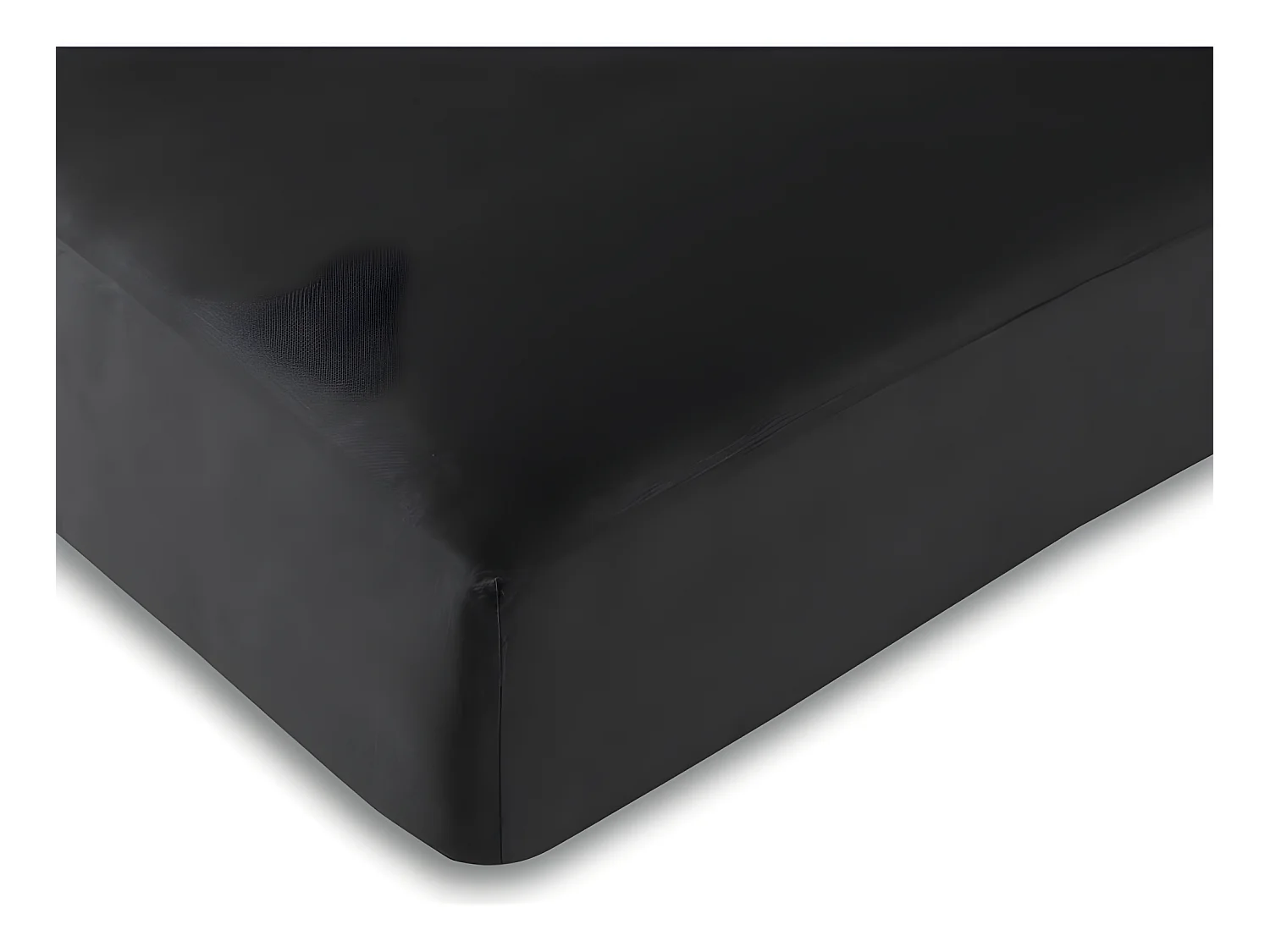 Drap housse Noir 180 x 200 cm / 100% coton / 57 fils/cm² "King size"