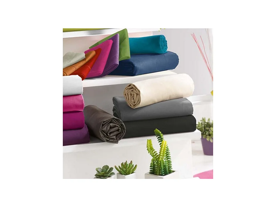 Drap housse Rouge 90 x 190 cm / 100% coton / 57 fils/cm²