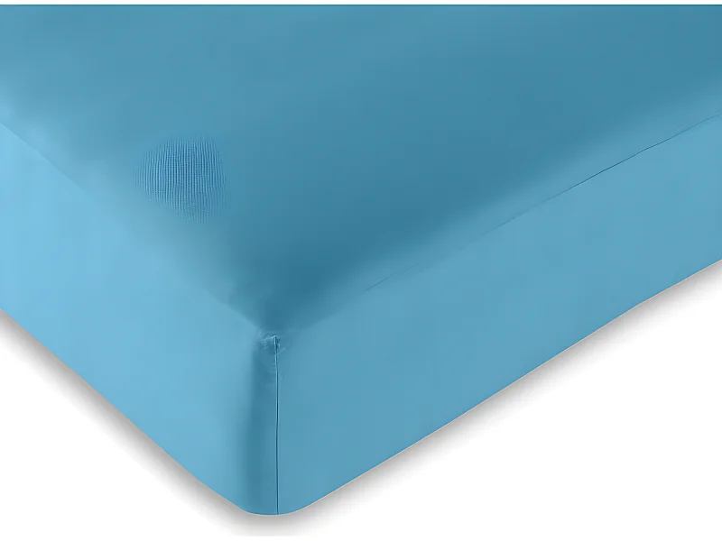 Drap housse Turquoise 180 x 200 cm / 100% coton / 57 fils/cm² "King size"