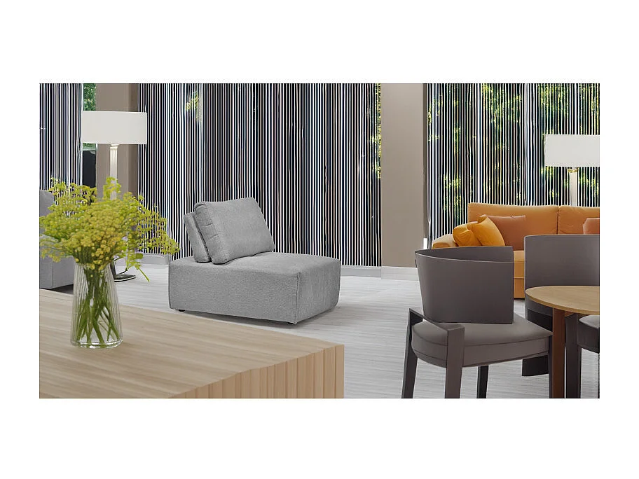 Chauffeuse canapé modulable dossier réglable tissu gris clair - MODULO