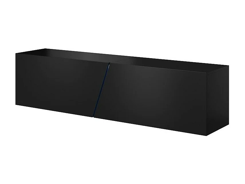 Meuble TV suspendu design SPEED, 160 cm, 1 porte, coloris noir avec LED intégrée.