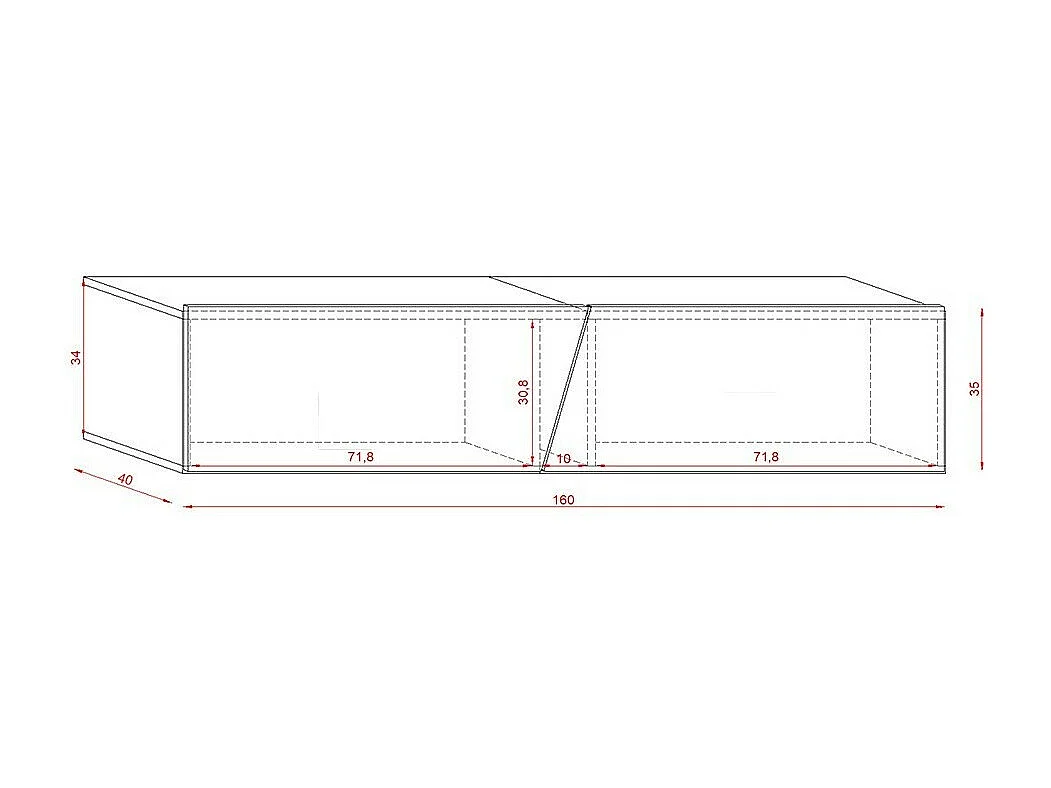 Meuble TV suspendu design SPEED, 160 cm, 1 porte, coloris noir avec LED intégrée.