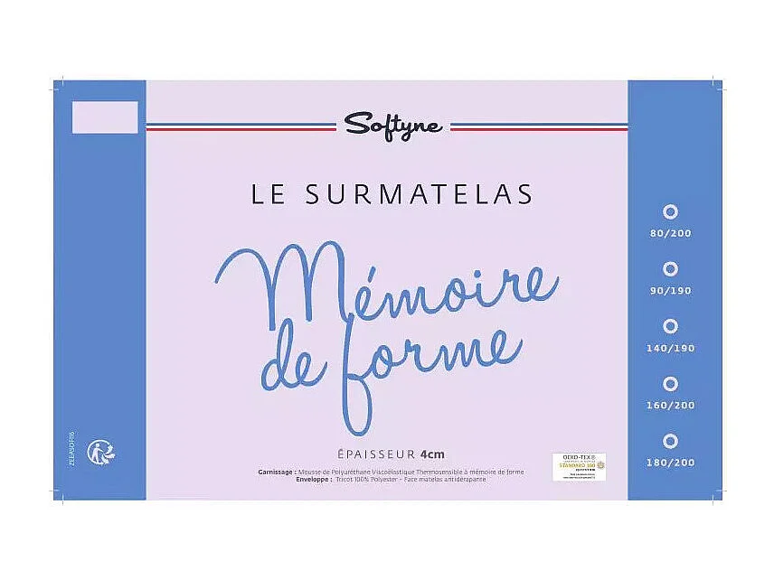 Surmatelas Lestra "Fjord Essentiel" à mémoire de forme 140 x 190 cm