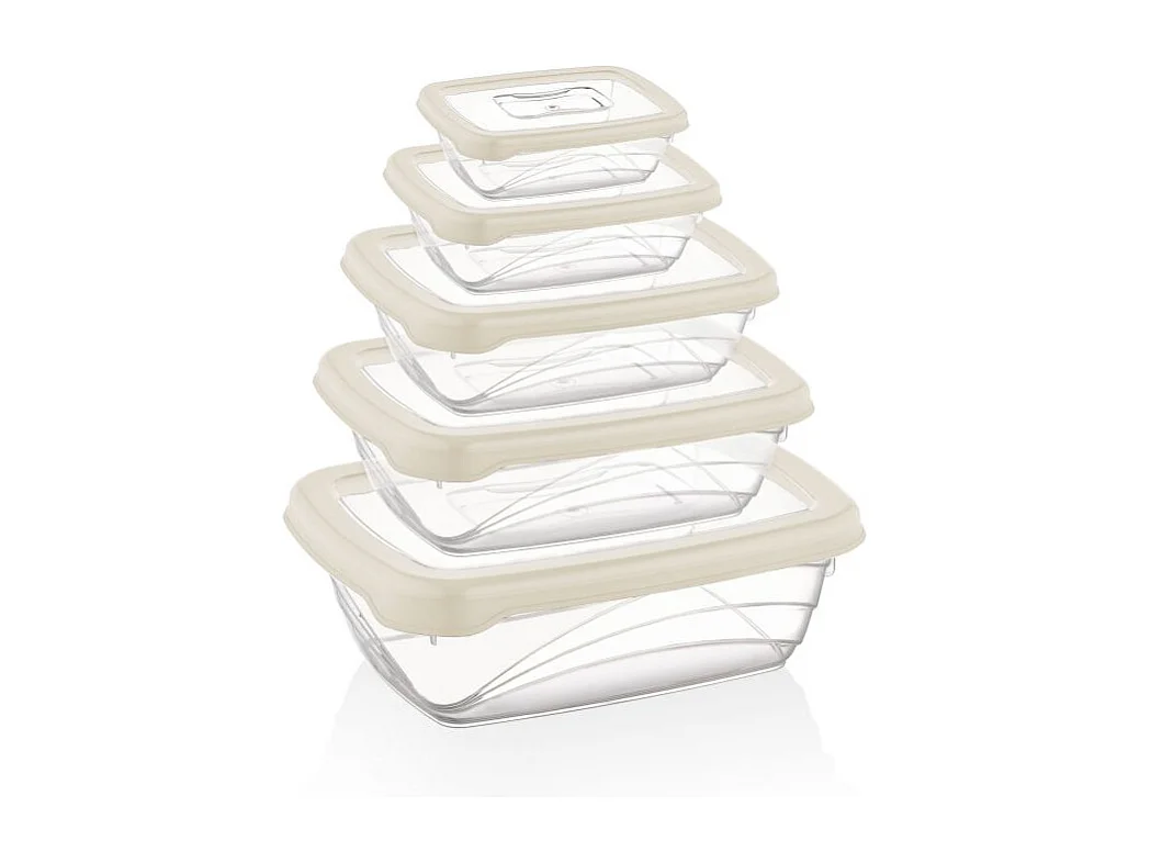 Set di 5 Contenitori per Conservazione Avorio Herzberg HGL763-IVO