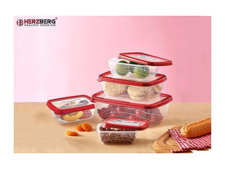 Set di 5 Contenitori per Conservazione Avorio Herzberg HGL763-IVO