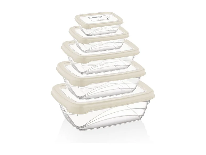 Set van 5 Bewaarbakjes Ivoor Herzberg HGL763-IVO