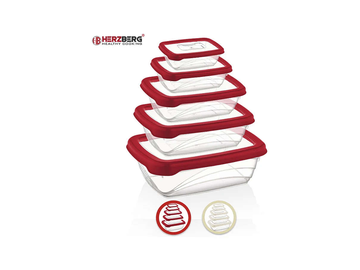Ensemble de boite de conservation 5 pièces rouge Herzberg HGL763-RED