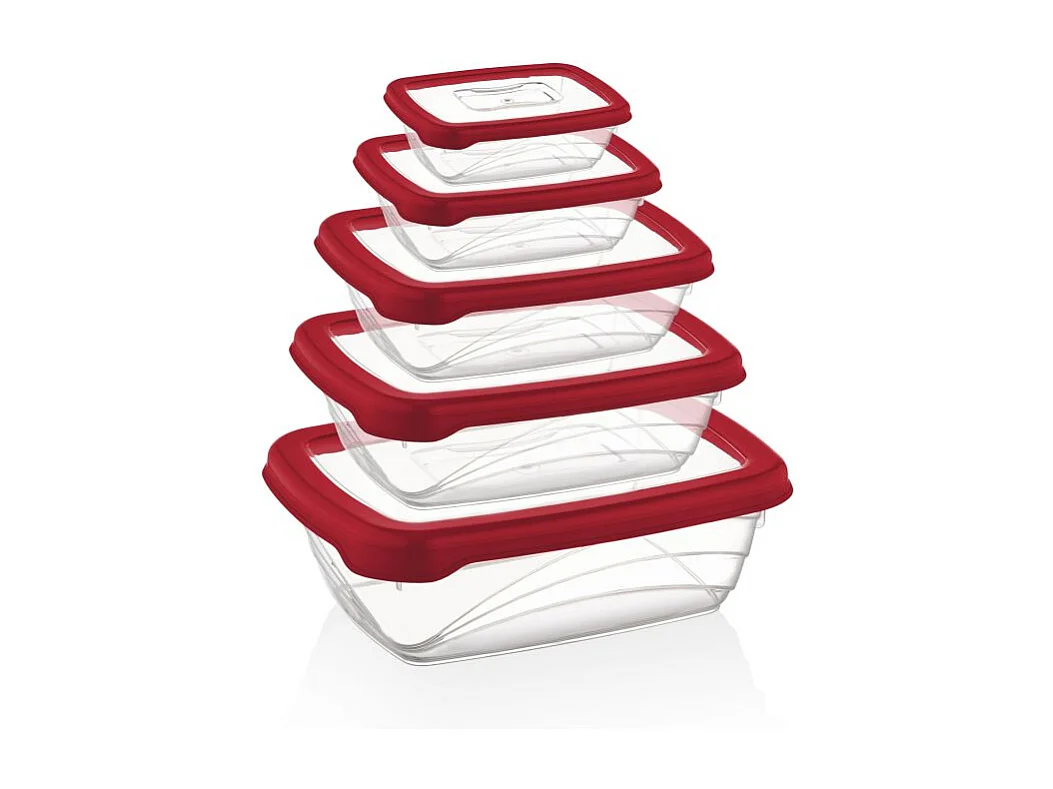Ensemble de boite de conservation 5 pièces rouge Herzberg HGL763-RED