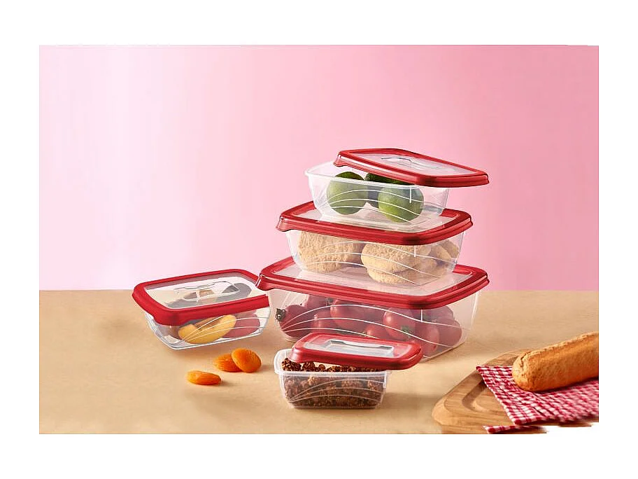 Ensemble de boite de conservation 5 pièces rouge Herzberg HGL763-RED