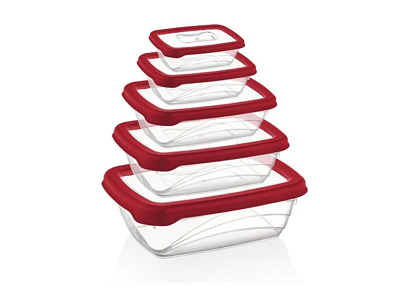 Set van 5 rode opbergdozen Herzberg HGL763-RED