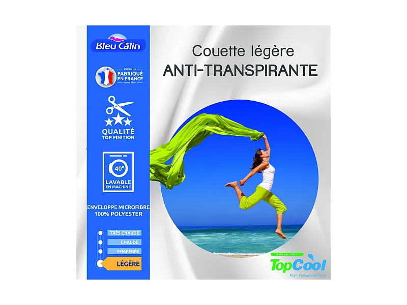 Couette légère anti transpirante 200 gr/m² 140 x 200 cm pour lit 1 place 90 x 190 cm