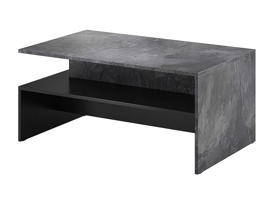 Conjunto de 7 móveis para sala de estar coleção RAMOS. Cor cinza efeito ardósia e preto.