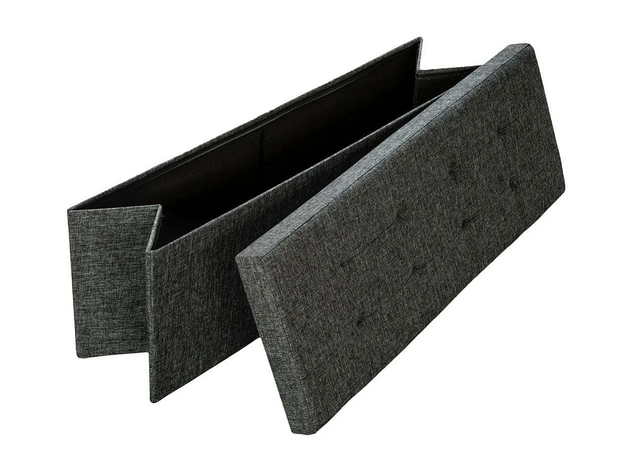 Banc coffre de rangement tissu grise 110 x 38 x 38 cm 2208147