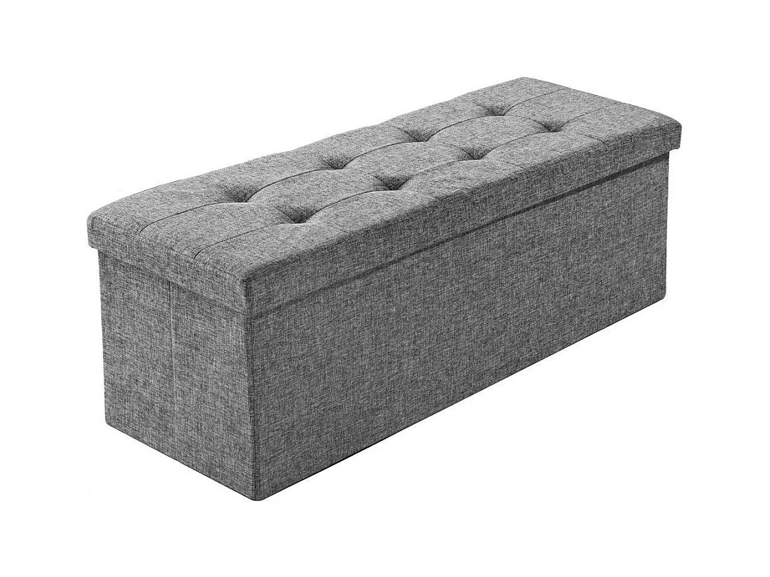 Banc coffre de rangement tissu grise 110 x 38 x 38 cm 2208146