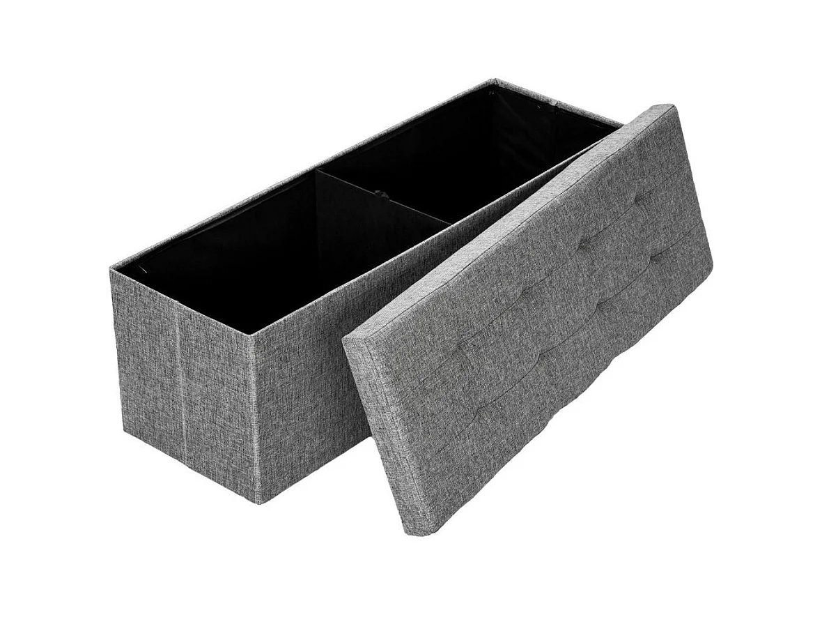 Banc coffre de rangement tissu grise 110 x 38 x 38 cm 2208146