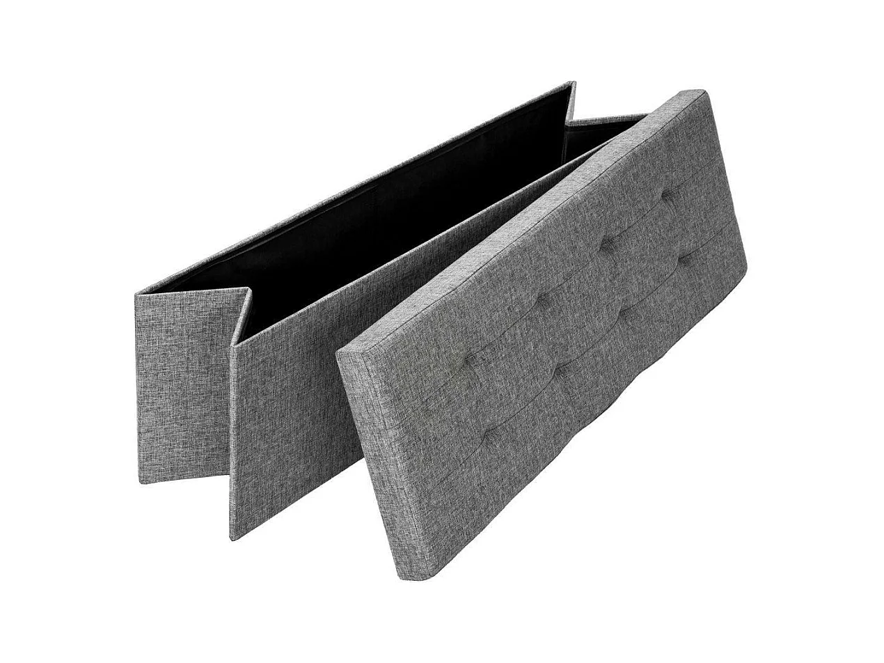 Banc coffre de rangement tissu grise 110 x 38 x 38 cm 2208146