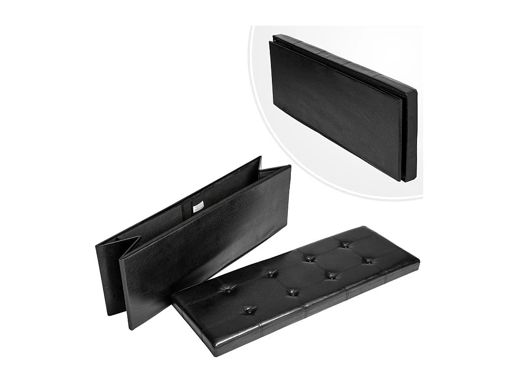Banc coffre de rangement cuir noire 110 x 38 x 38 cm 2208145