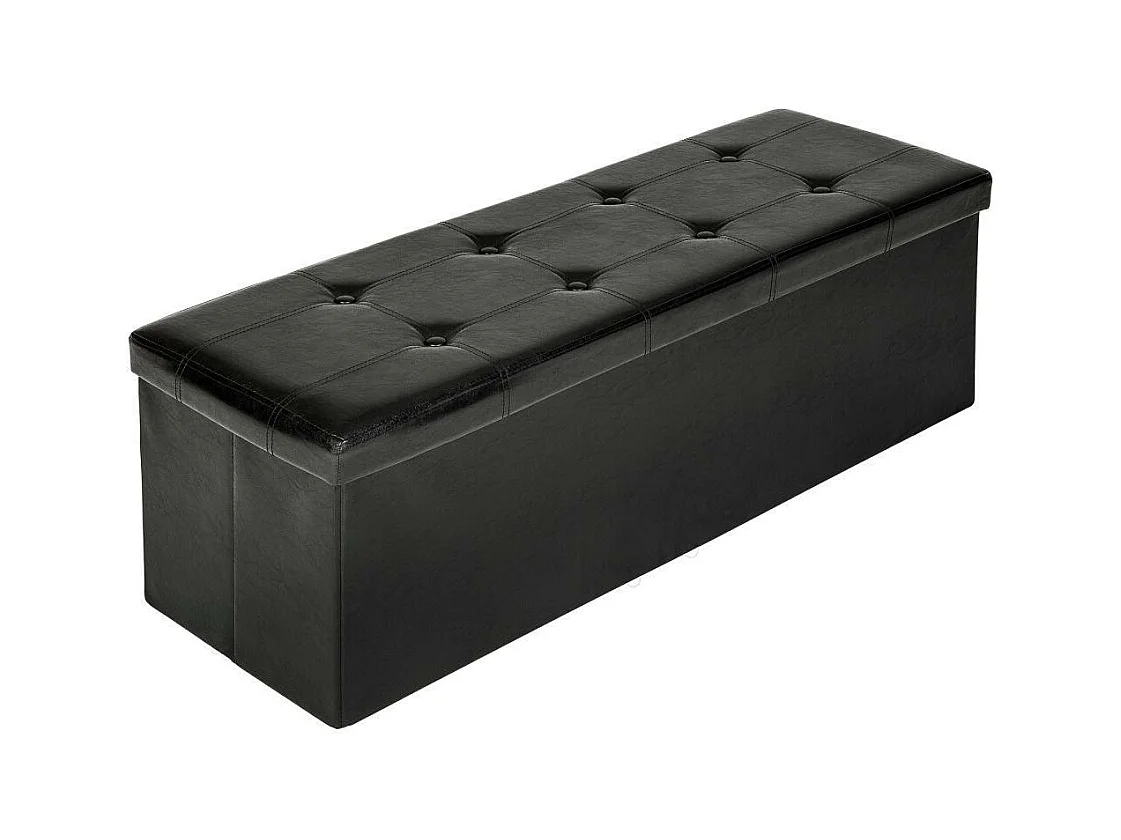 Banc coffre de rangement cuir noire 110 x 38 x 38 cm 2208145