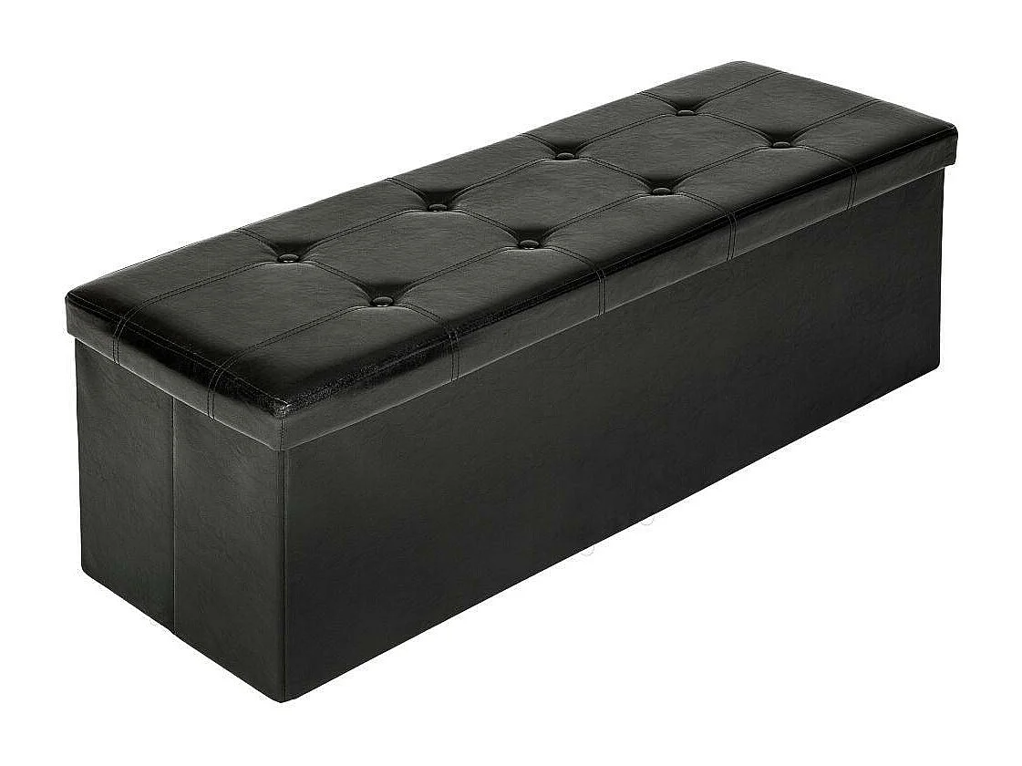 Banc coffre de rangement cuir noire 110 x 38 x 38 cm 2208145