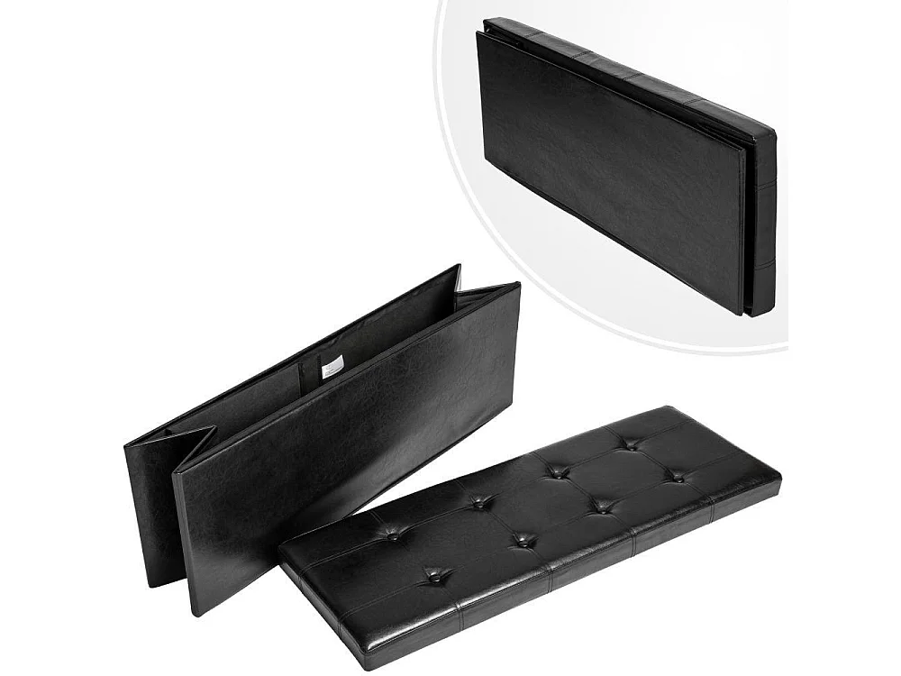 Banc coffre de rangement cuir noire 110 x 38 x 38 cm 2208145