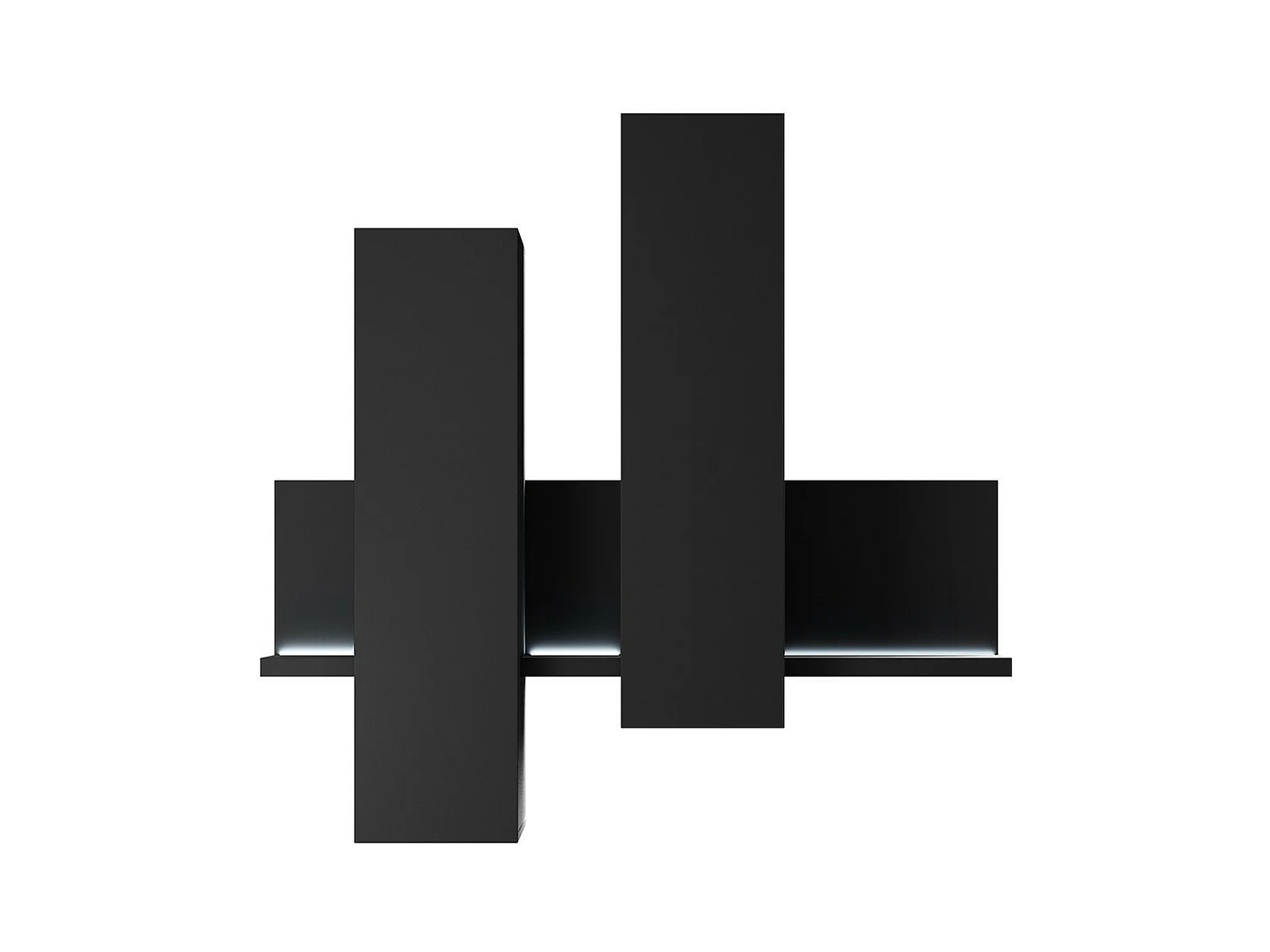 Composição mural com LED. Cor preto super fosco. Coleção BERGAMO.