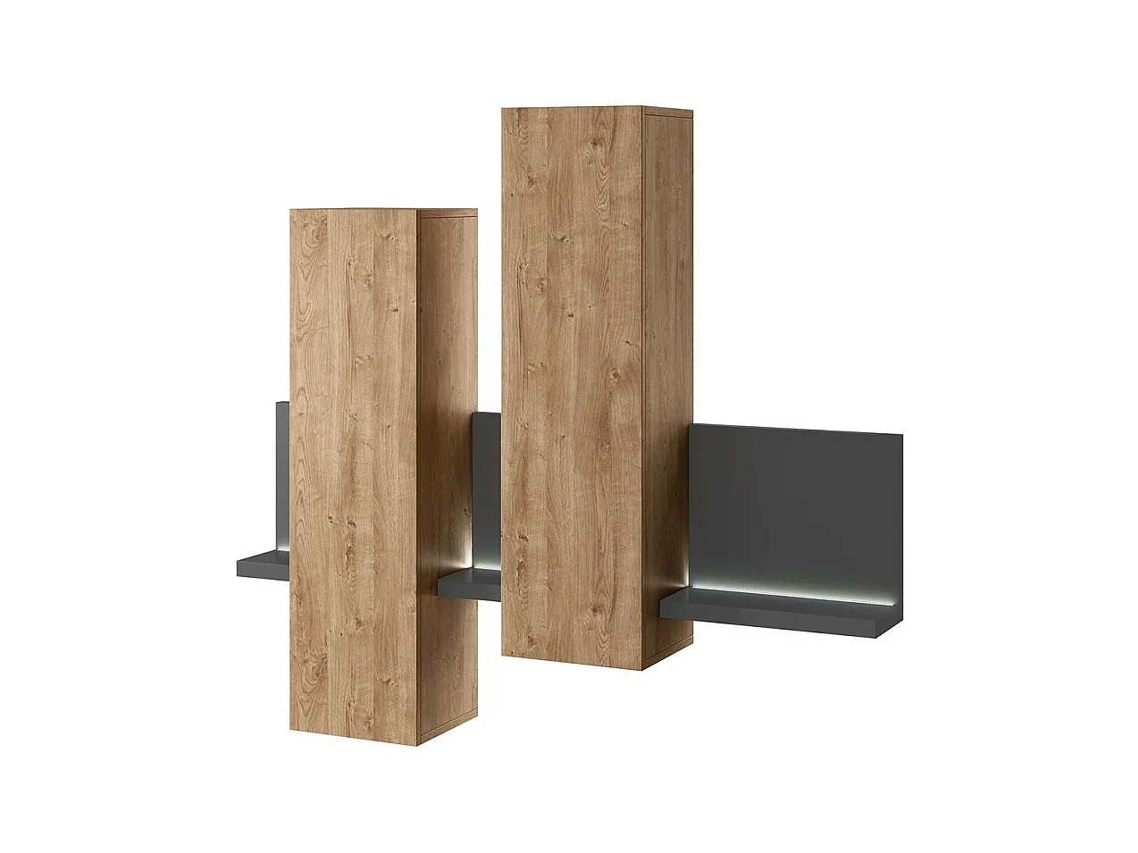 Composition murale BERGAME – LED – Chêne et gris – Design moderne