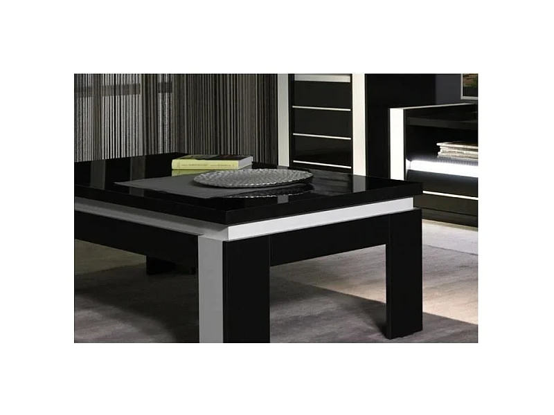 Schwarz-weißes LINA Set mit Vitrinen, Couchtisch und TV-Möbel + LED