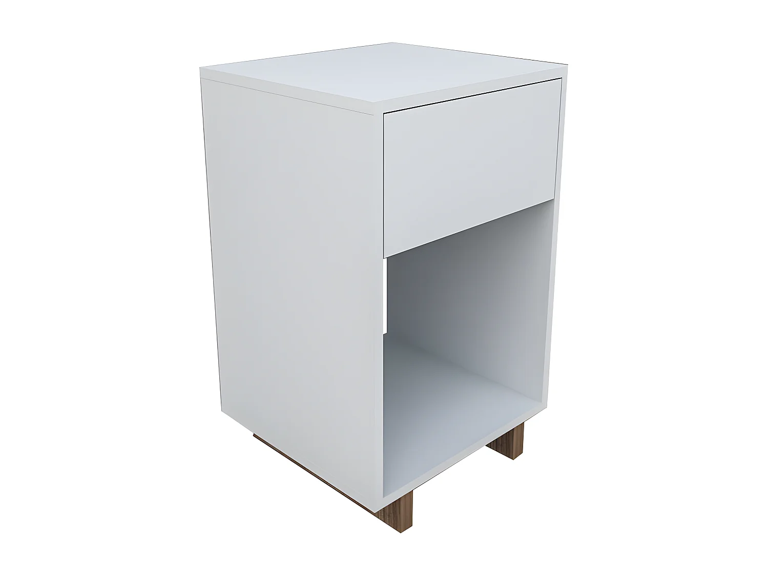 Table de Chevet 1 Tiroir 1 Niche Blanche