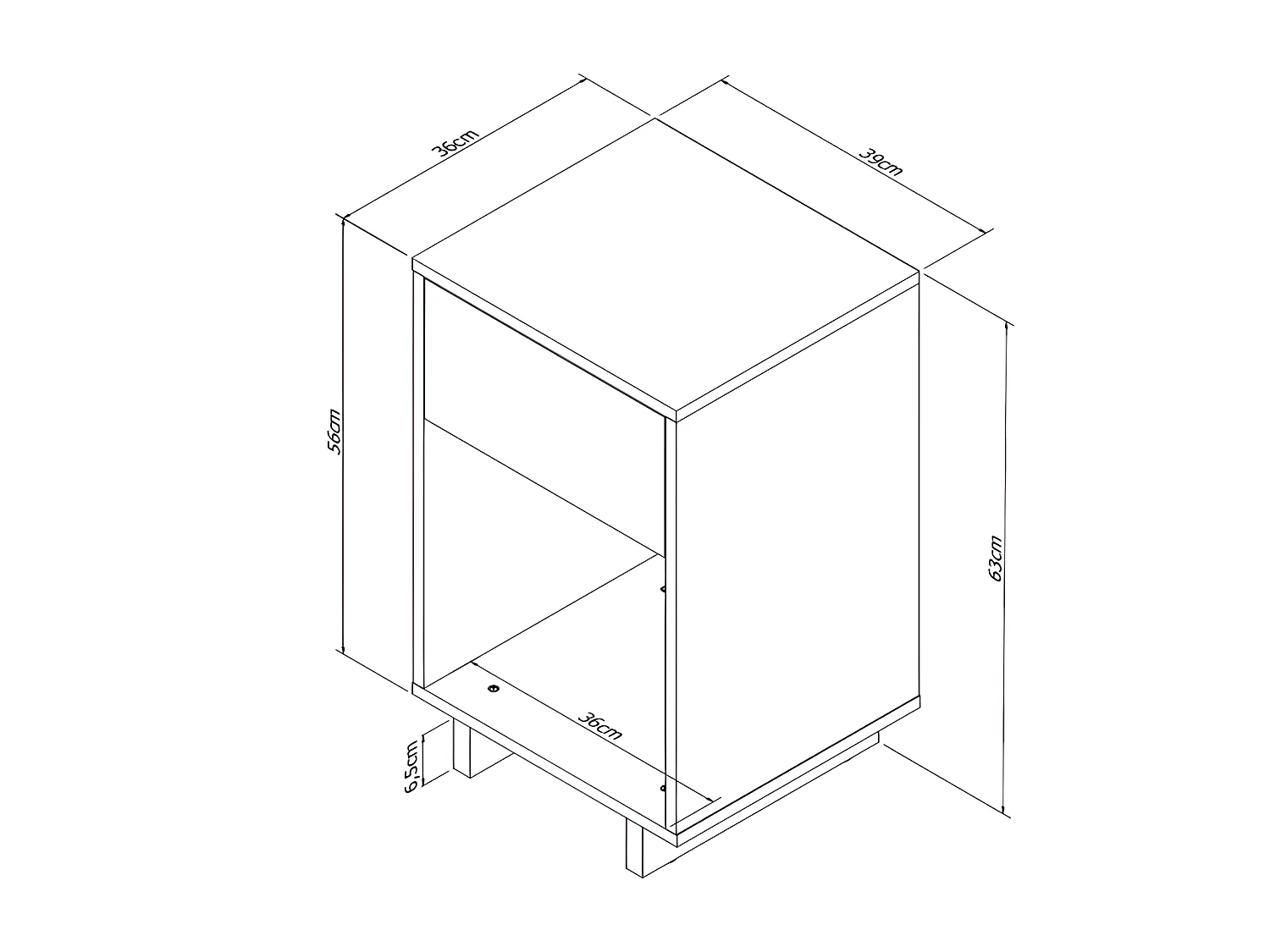 Table de Chevet 1 Tiroir 1 Niche Blanche
