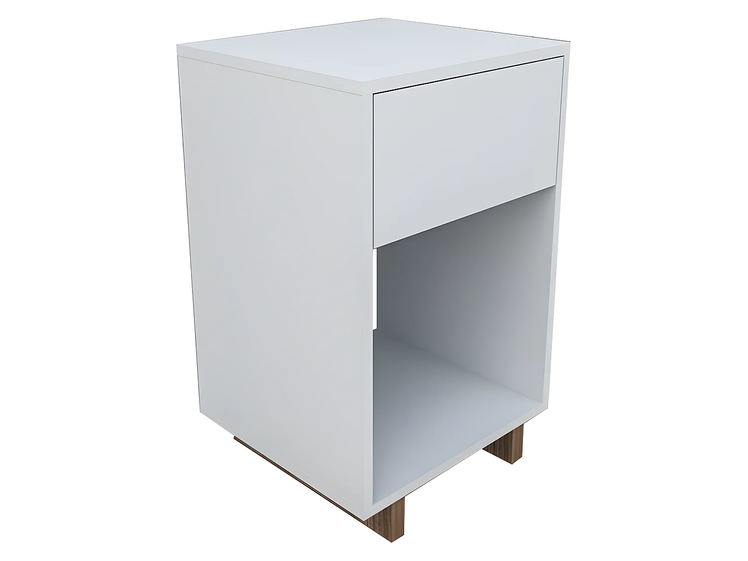 Table de Chevet 1 Tiroir 1 Niche Blanche