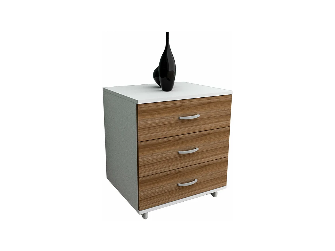 Chevet Chiffonnier Caisson 3 Tiroirs Blanc Châtaignier