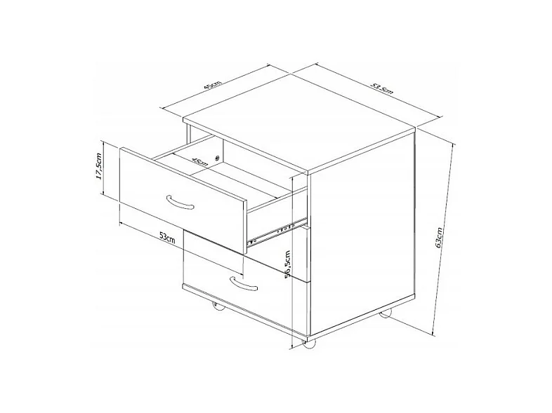Chevet Chiffonnier Caisson 3 Tiroirs Blanc Châtaignier