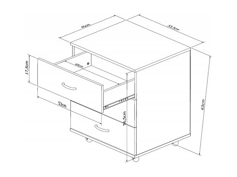 Chevet Chiffonnier Caisson 3 Tiroirs Blanc Châtaignier