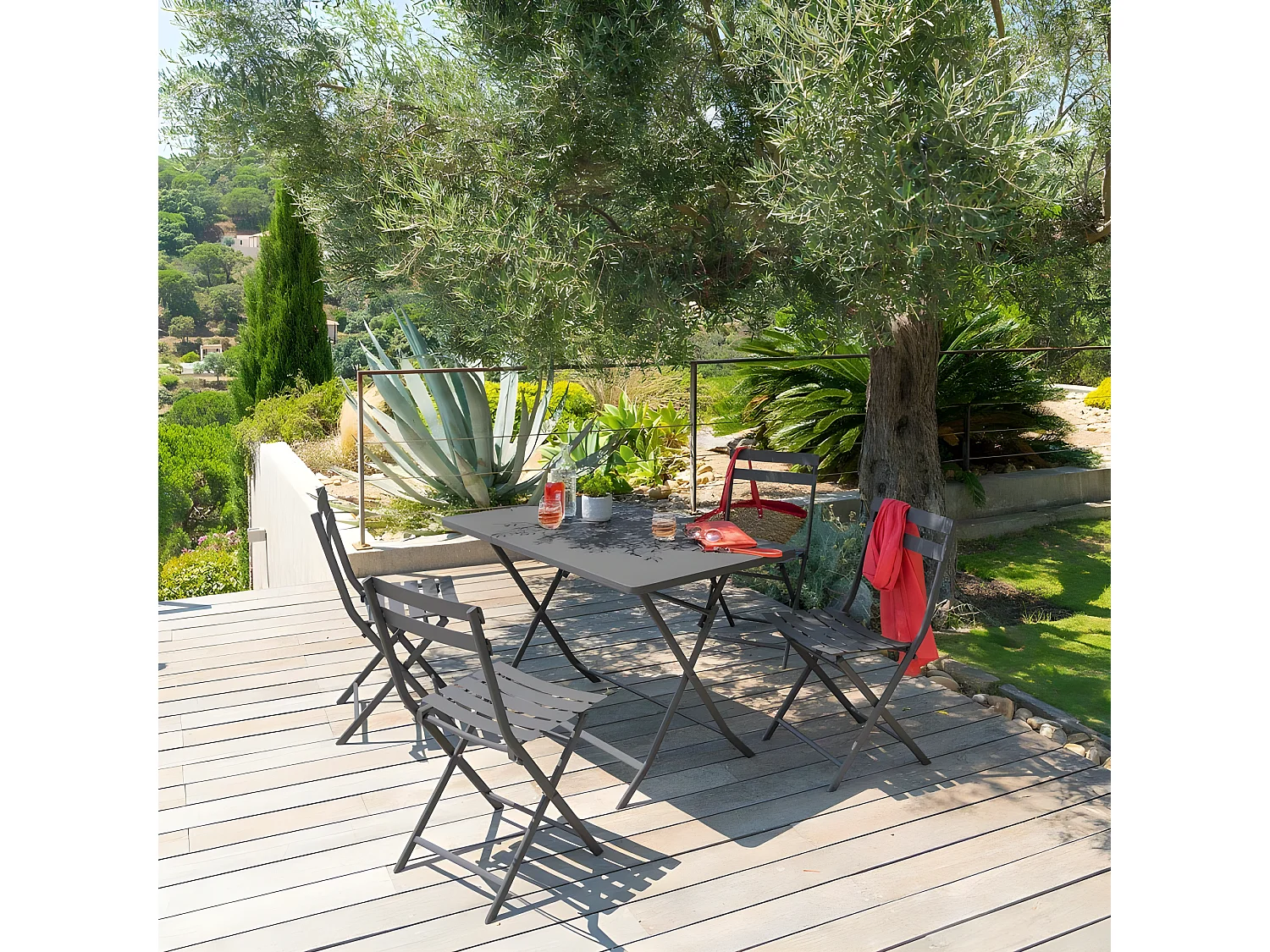 Table rectangulaire pliante Greensboro 4p graphite Hespéride