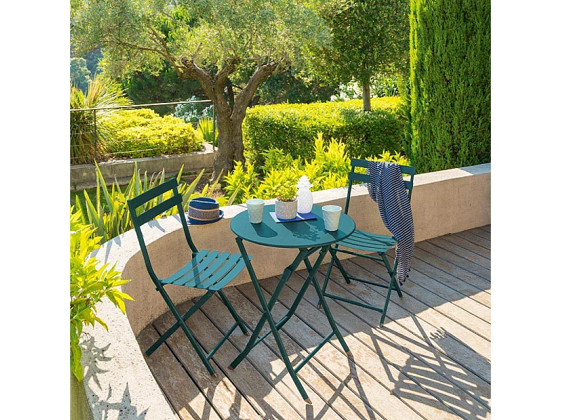 Chaise métal pliante Greensboro bleu canard Hespéride