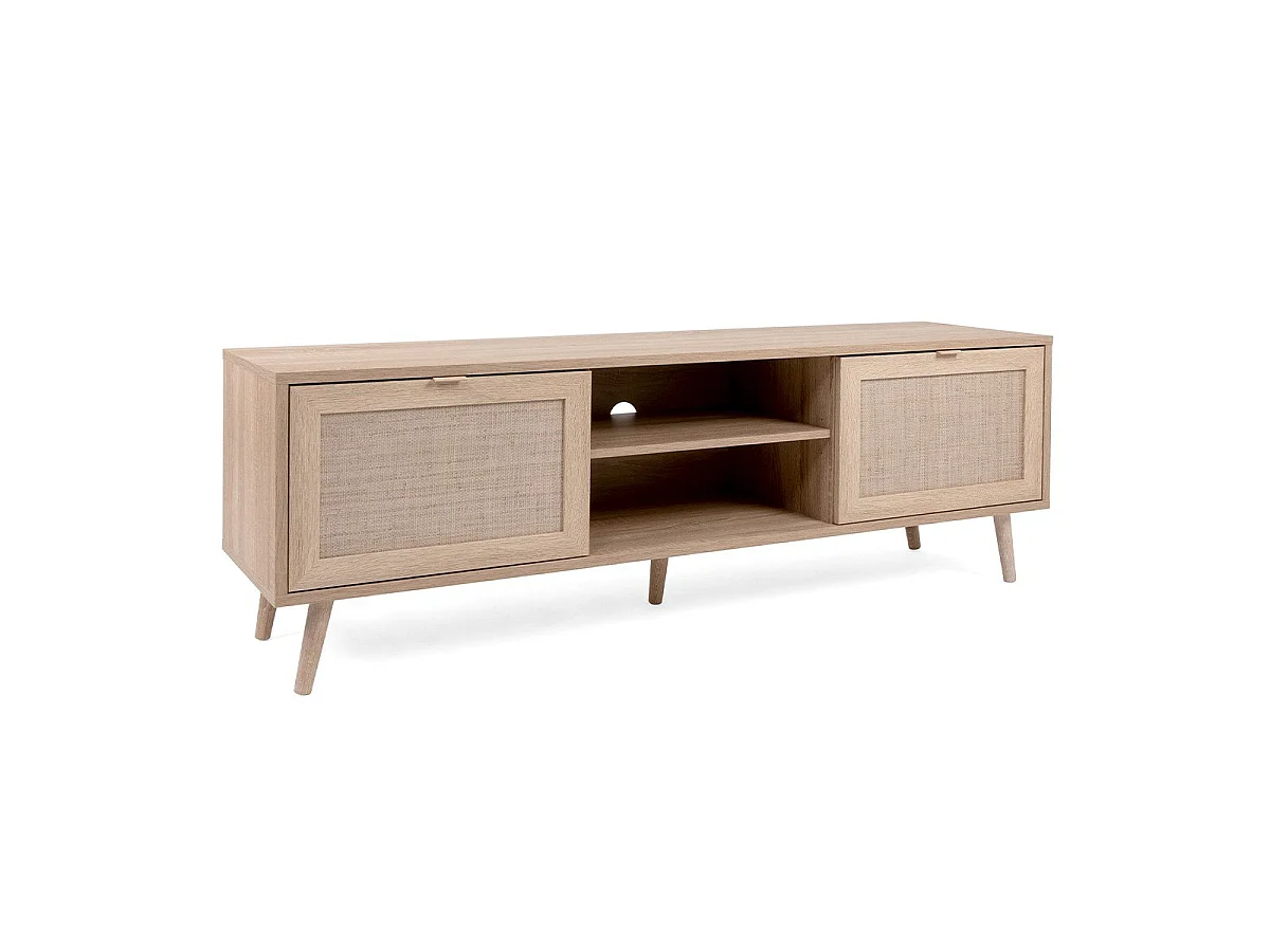 Meuble TV 2 portes L150 cm - Impression Rotin - BALI