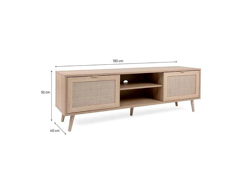 Meuble TV 2 portes L150 cm - Impression Rotin - BALI