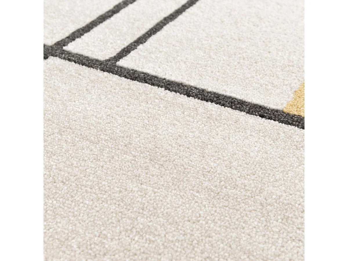 tapis chambre 120x170 tissé beige et jaune rectangle motif géométrique CONTEMREC