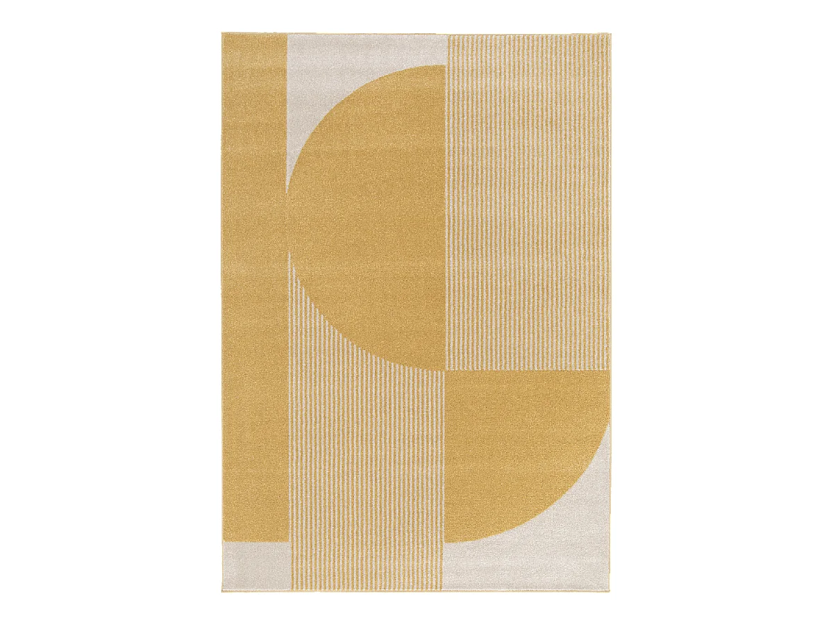 tapis chambre 120x170 tissé beige et jaune rectangle motif géométrique CONTUNI