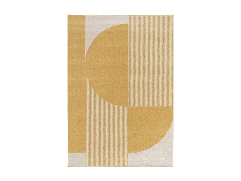 tappeto per camera 120x170 intrecciato disegno geometrico rettangolo beige e giallo CONTUNI