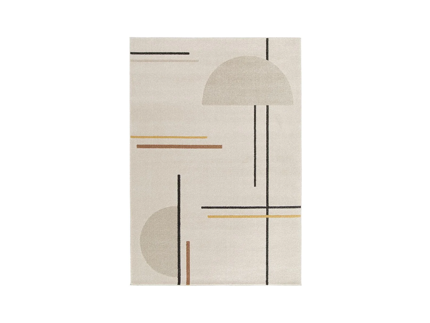 tapis salon 200x290 tissé beige et jaune rectangle motif géométrique CONTELUNE