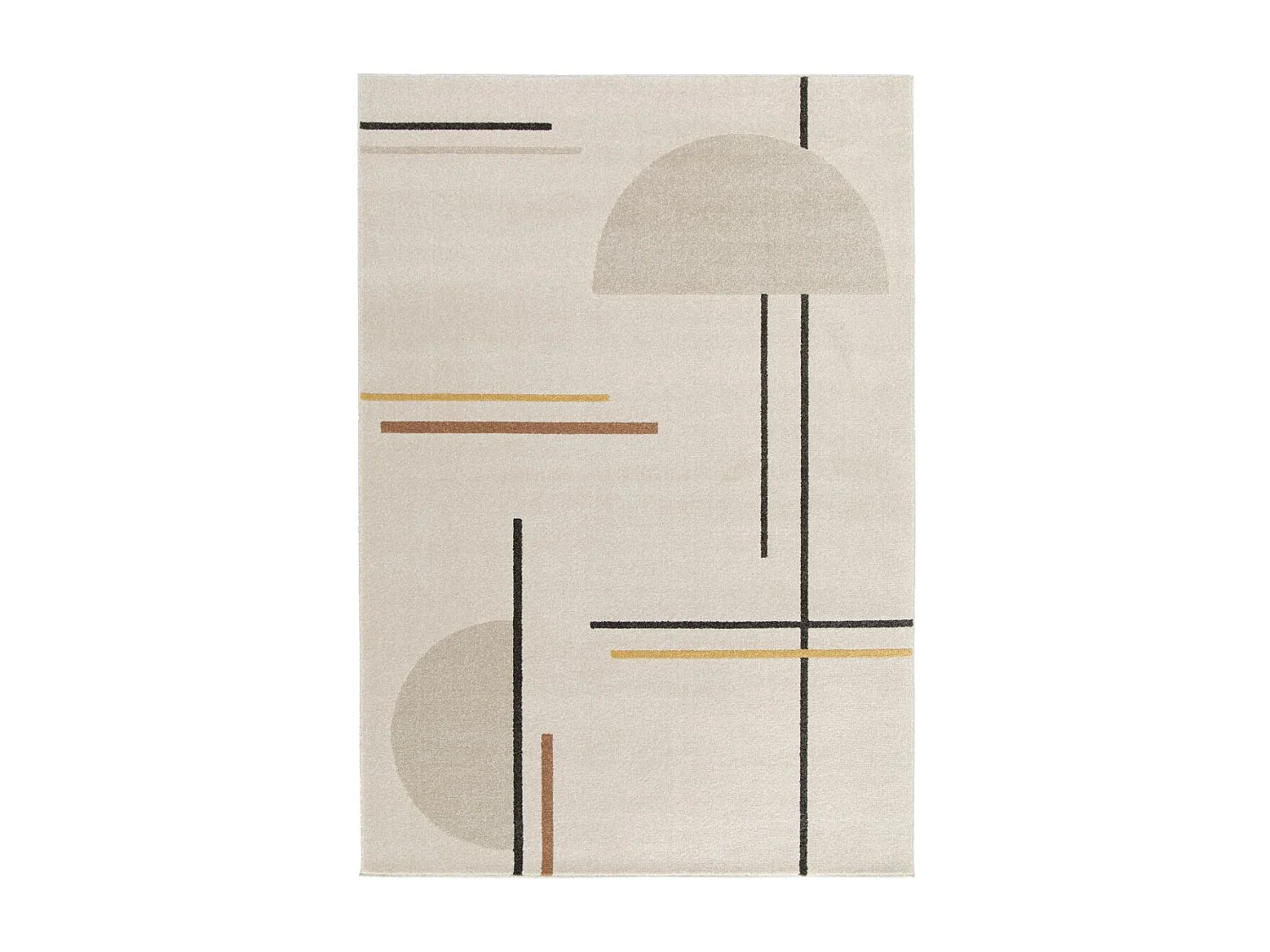 tapis salon 200x290 tissé beige et jaune rectangle motif géométrique CONTELUNE