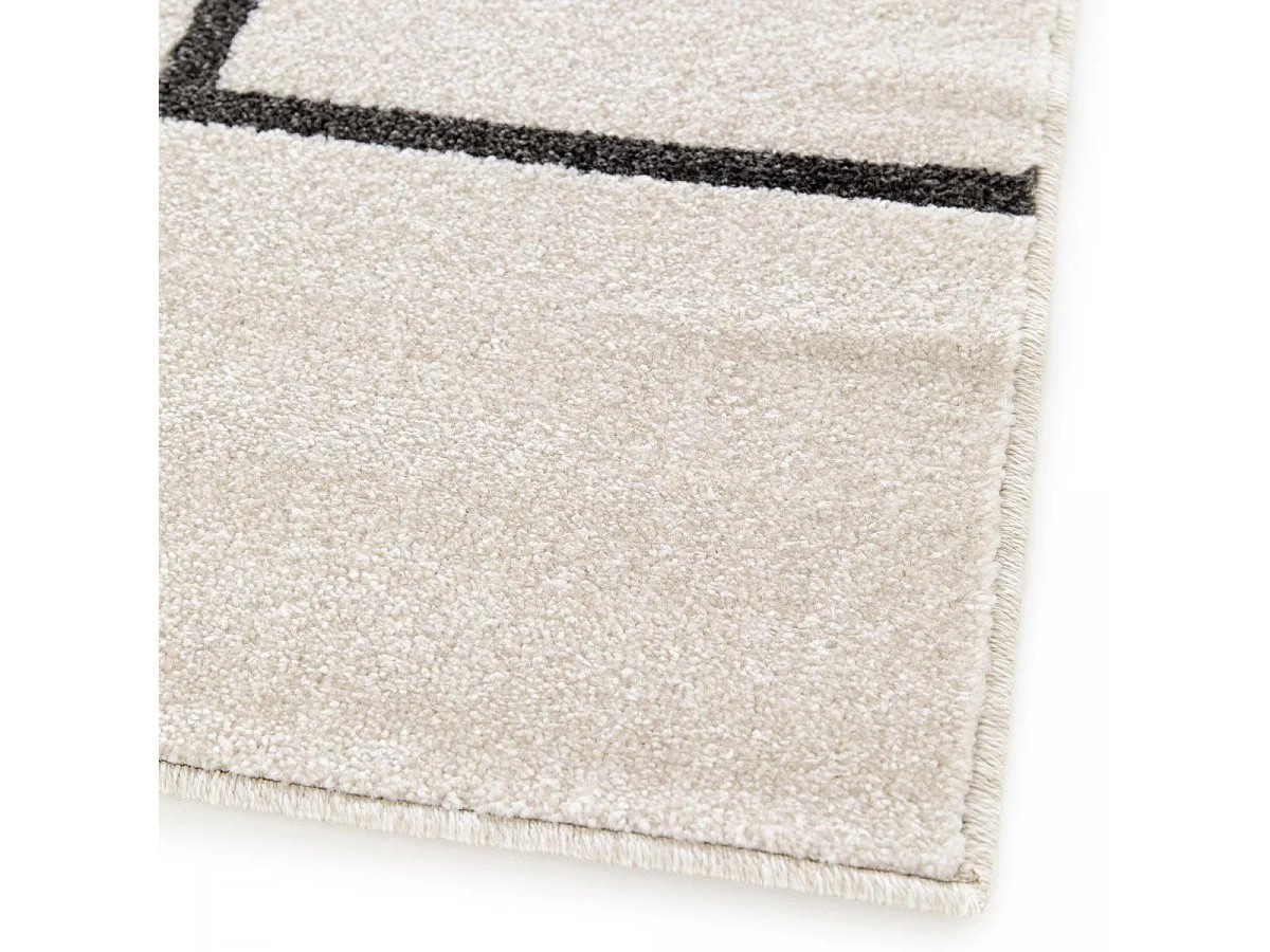 tapis salle à manger 160x230 tissé beige et jaune motif géométrique