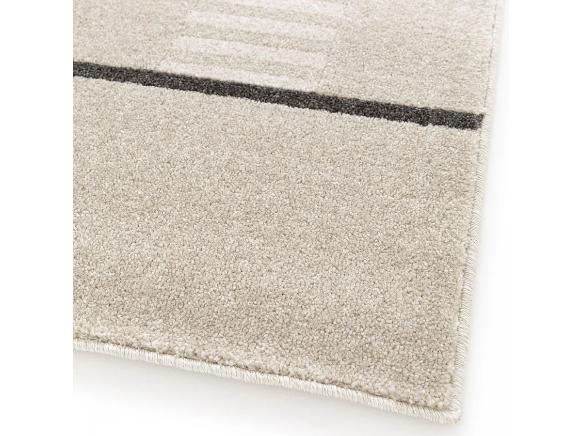 tapis salle à manger 160x230 tissé marron et beige motif géométrique