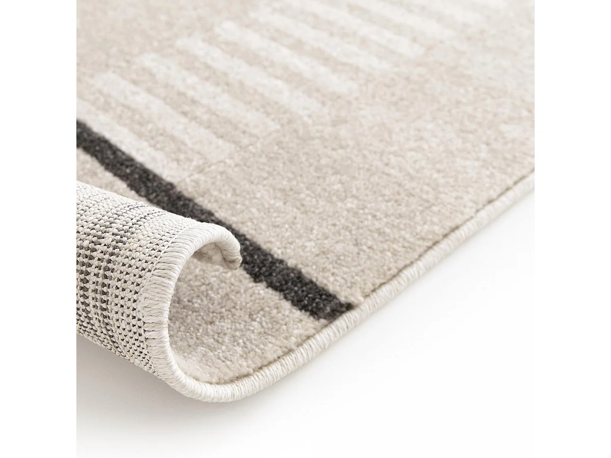 tapis salle à manger 160x230 tissé marron et beige motif géométrique