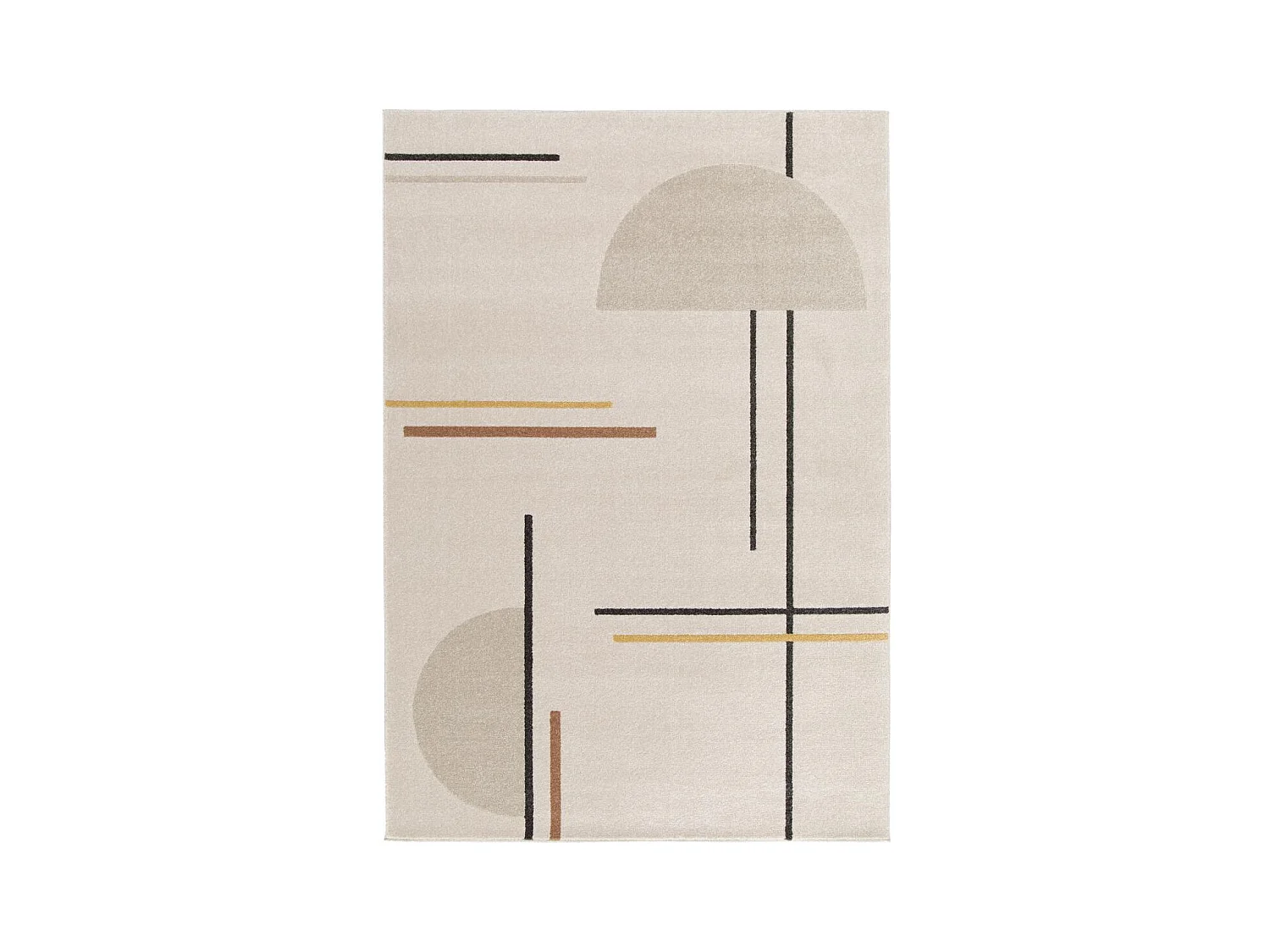 tapis salle à manger 160x230 tissé beige et jaune motif géométrique