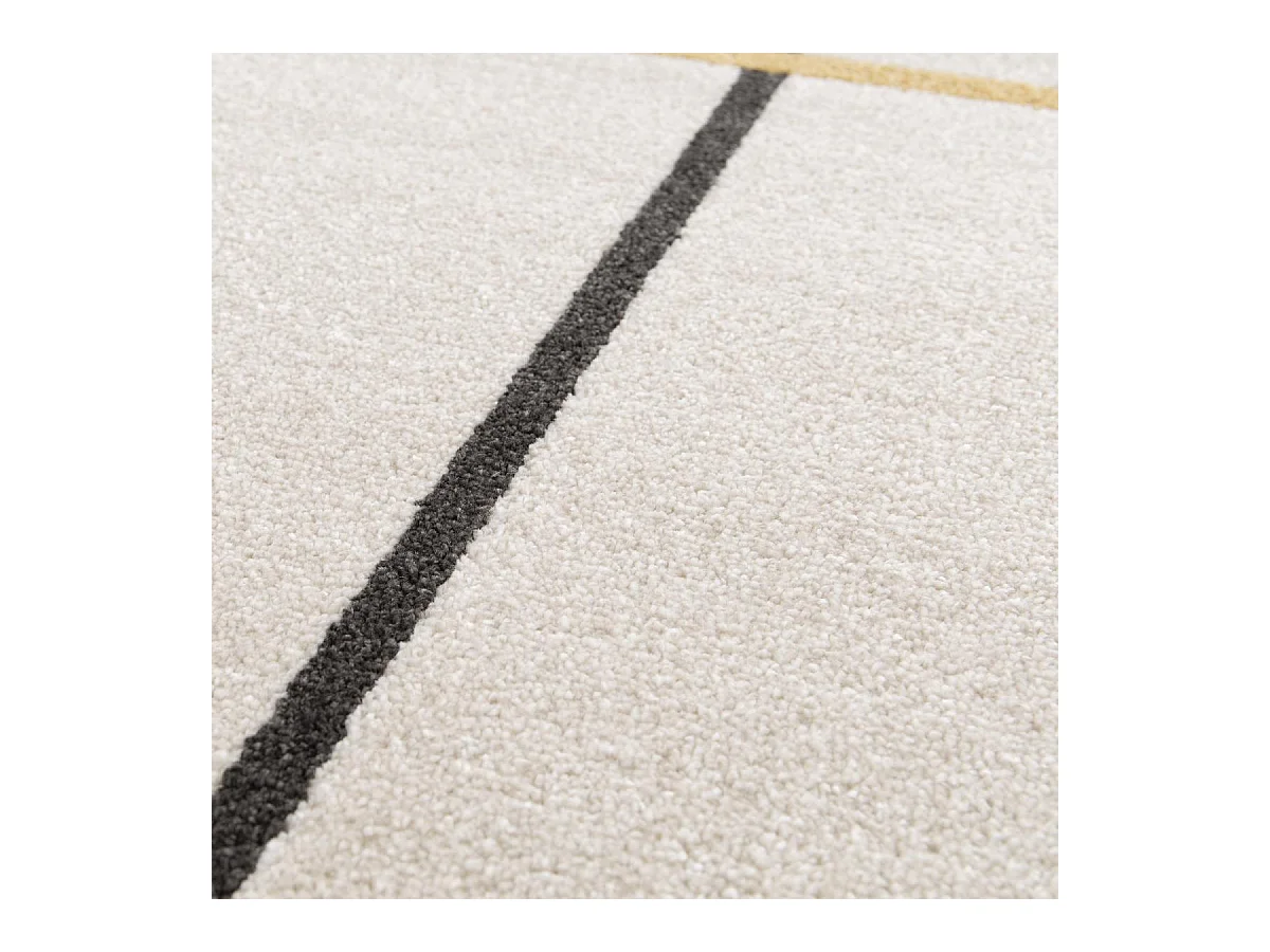 tapis salle à manger 160x230 tissé beige et jaune motif géométrique