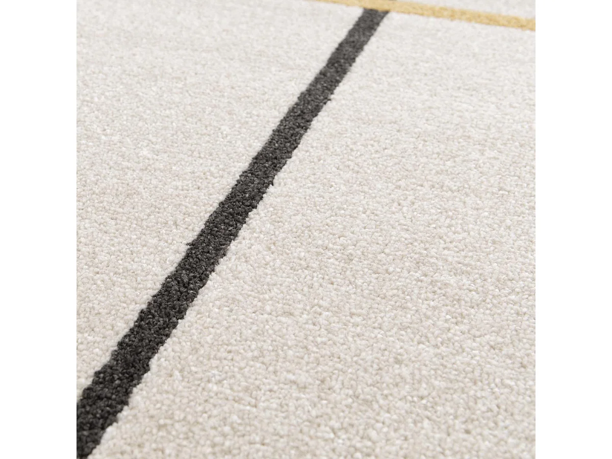 tapis salle à manger 160x230 tissé beige et jaune motif géométrique