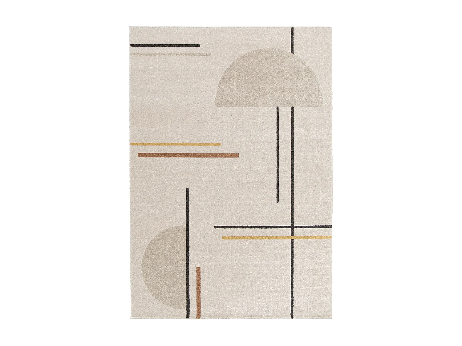 tapis salle à manger 160x230 tissé beige et jaune motif géométrique